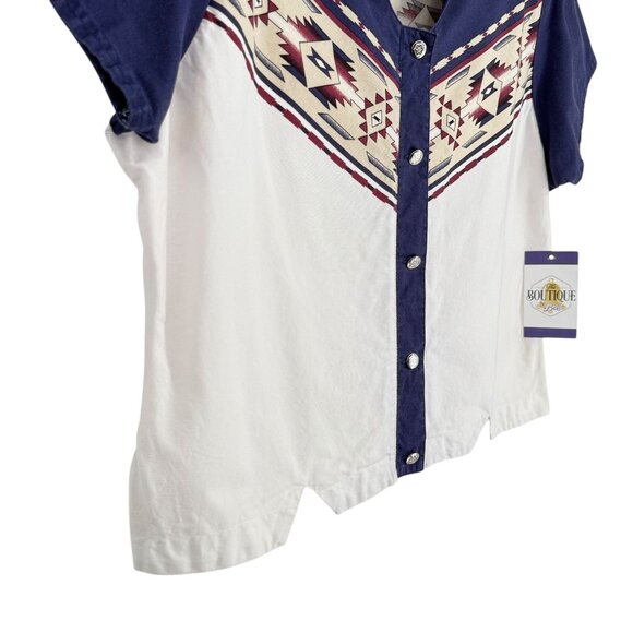 Vintage Cumberland Outfitters Womens M Aztec Western Show Shirt Short Sleeve - Picture 6 of 16